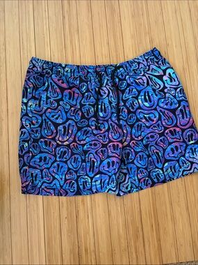 iHeartRaves Blue Purple Pink Abstract Drawstring Athletic Shorts